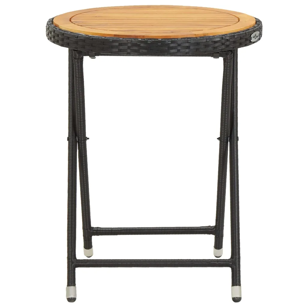 Tavolino vidaXL Esterno Nero 60 cm | Rattan PE e Acacia Massiccia - 2