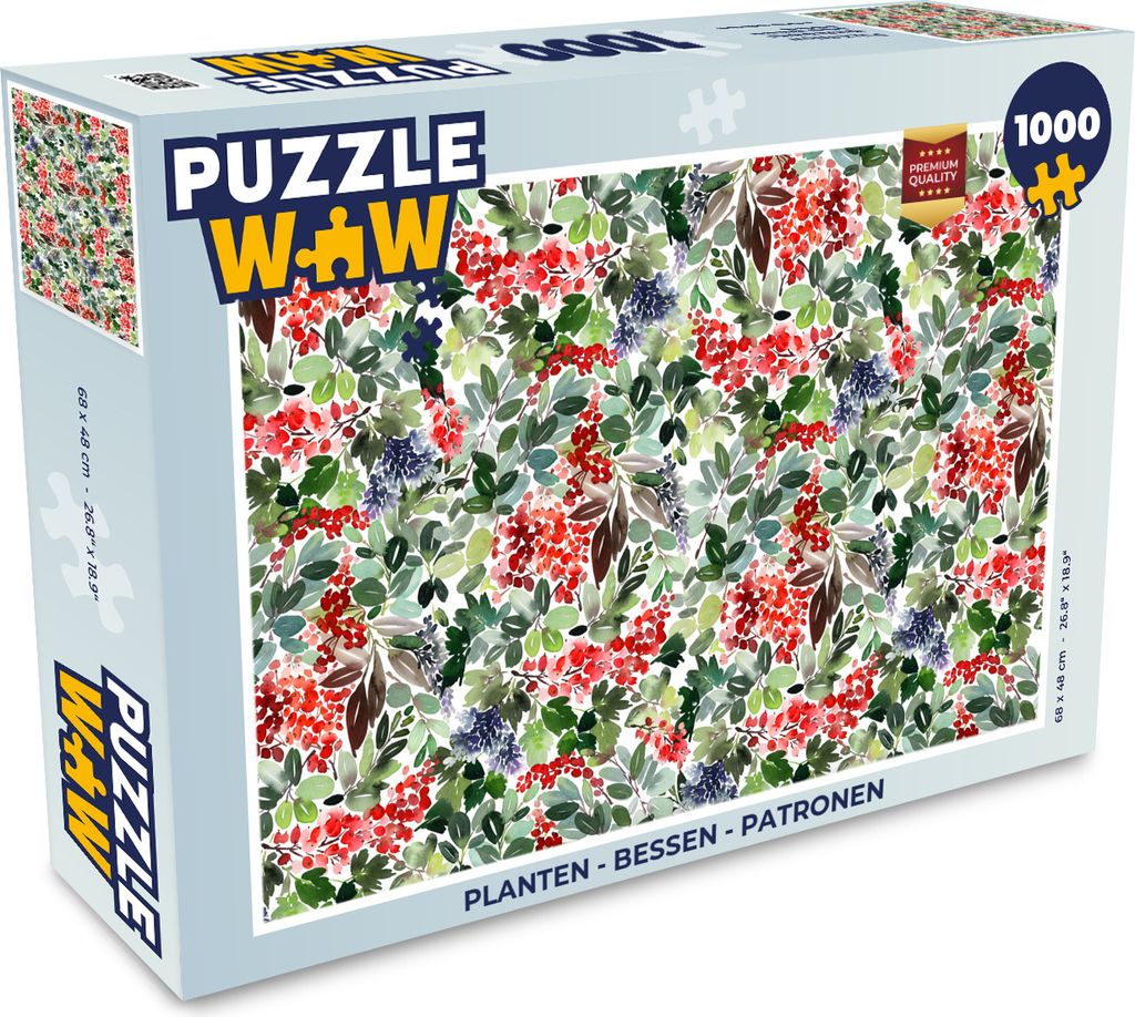 MuchoWow Puzzle 1000 Teile Pflanzen - Beeren - Muster - Erwachsene - Rätsel