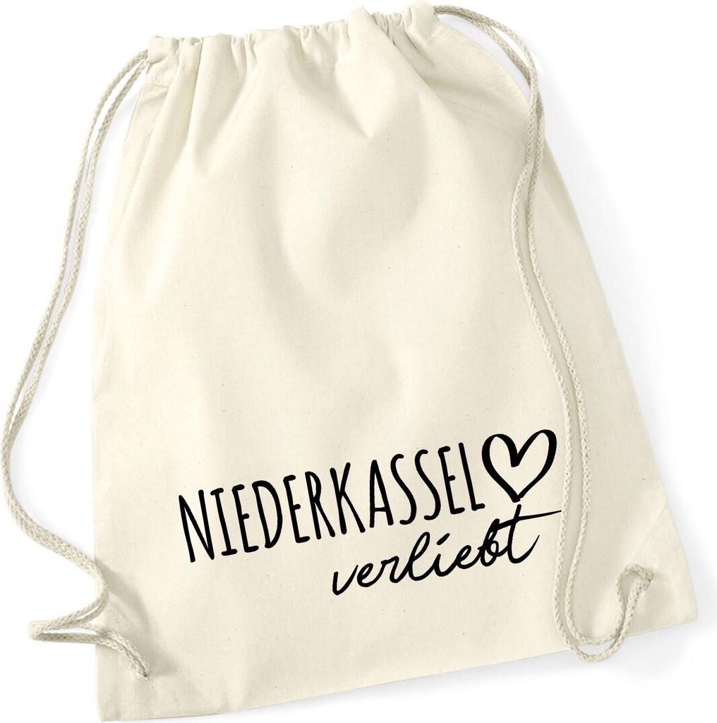 Huuraa Turnbeutel Niederkassel verliebt 12 Liter Natural Baumwolle Rucksack Geschenkidee