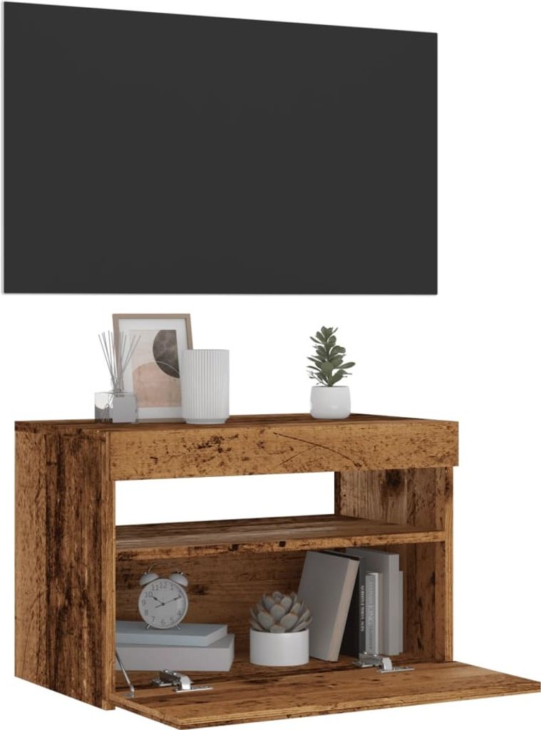 Maison Exclusive - TV-Schrank mit LED-Leuchten Altholz-Optik 60x35x40 cm