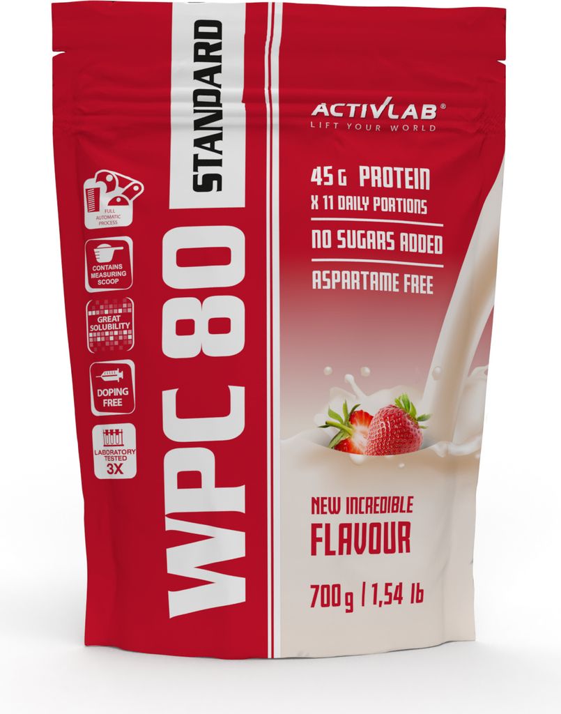 Activlab WPC 80 Standard 700g, 100 % reines Molkenproteinkonzentrat - Erdbeere