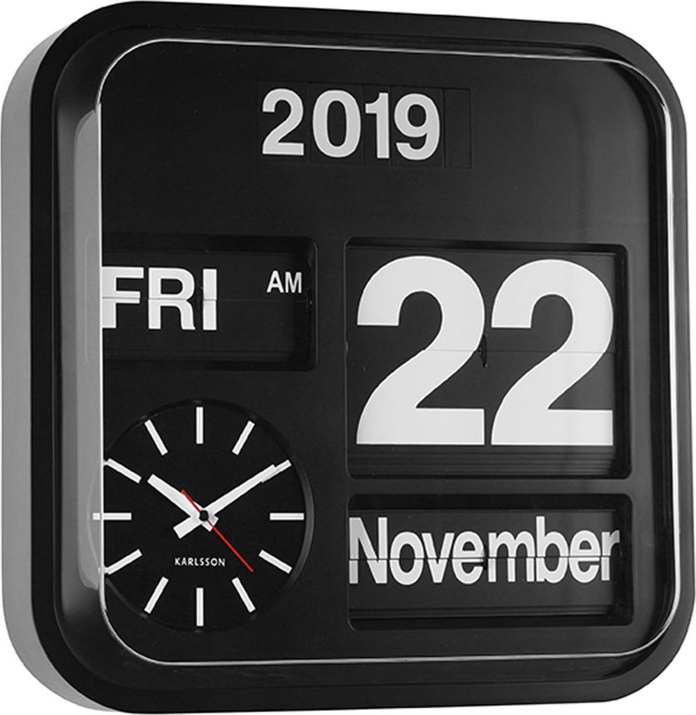 Karlsson - Wanduhr Big Flip - Schwarz - 43x43x16cm Produktbild 