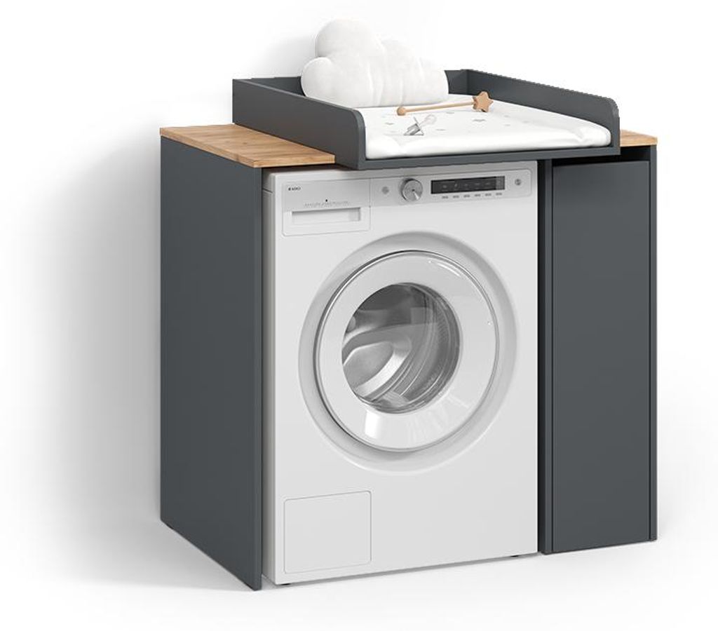 Waschmaschinenschrank Livinity Paolina Anthrazit/Goldkraft Eiche 93.6 x 88.2 cm 2 Teile mit Wickelauflage, Model 58828