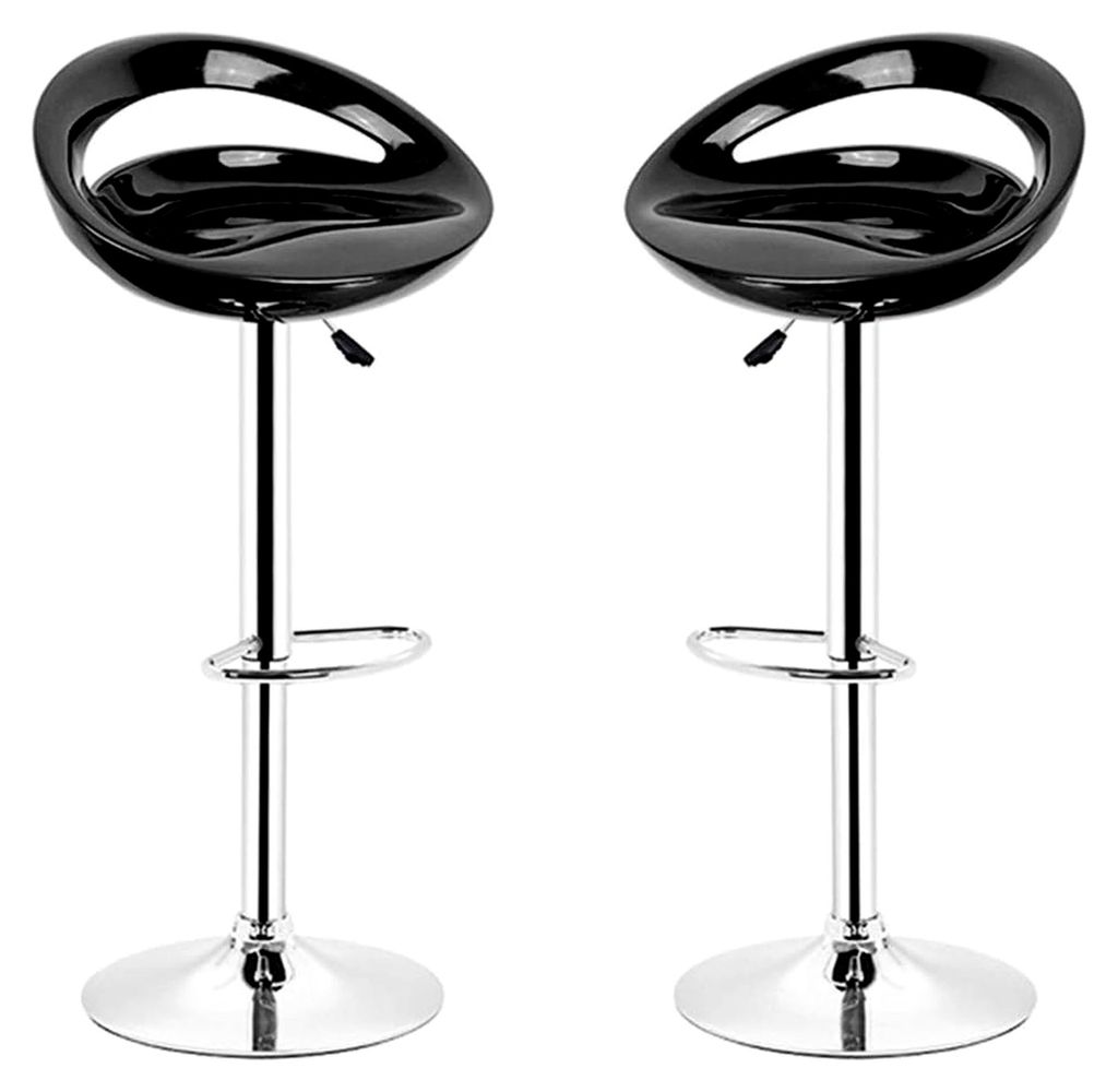 2er Set Barhocker aus ABS-Kunststoff, drehbar und höhenverstellbar 55 bis 75 cm, Barstuhl für Küche, Patio, Wohnzimmer und Frühstück (2, Schwarz)