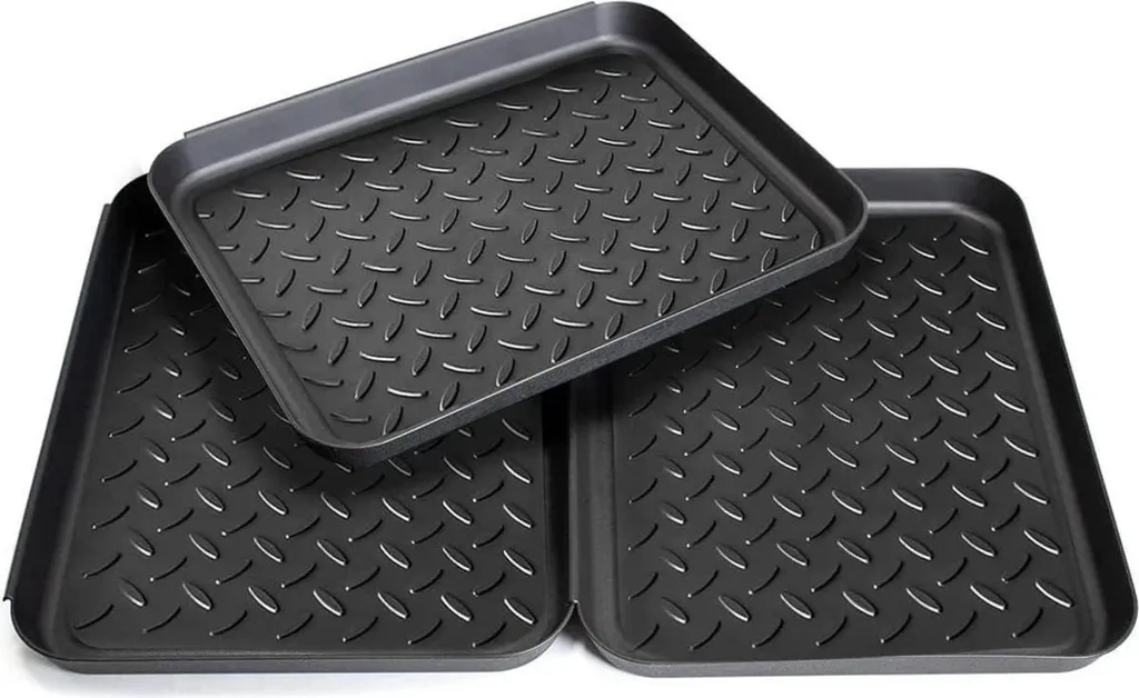 Plateau de propreté pour chaussures et bottes - Lot de 3 bacs noirs