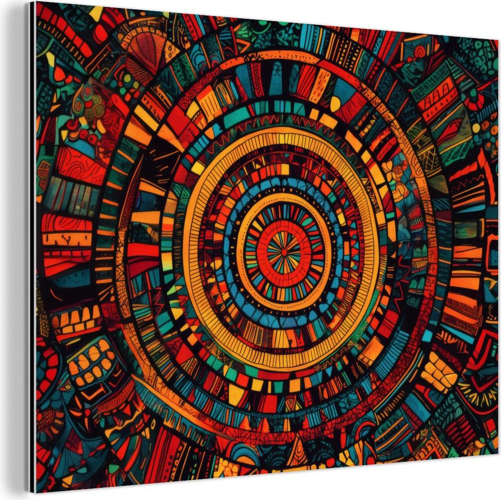 MuchoWow Wanddekoration Metall Metallbild Wandkunst 40x30 cm Mandala - Kreise - Muster MuchoWow Aluminium Gemälde - Dekoration Wohnzimmer