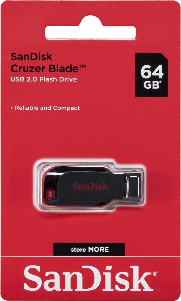 Sandisk Cruzer Blade, 64 GB, 64 GB, USB 2.0, bez krytky, Obrázek produktu 