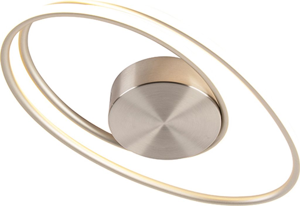 QAZQA - Design Deckenleuchte I Deckenlampe I Lampe I Leuchte Stahl I Silber I nickel matt inkl. LED 3 Stufen dimmbar - Rowan Dimmer I Dimmbar I Woh...