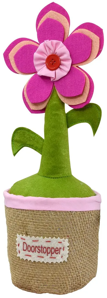 Butoir de porte Fleur Rose Ø 14x38 cm en textile et sable - Réf 15519701