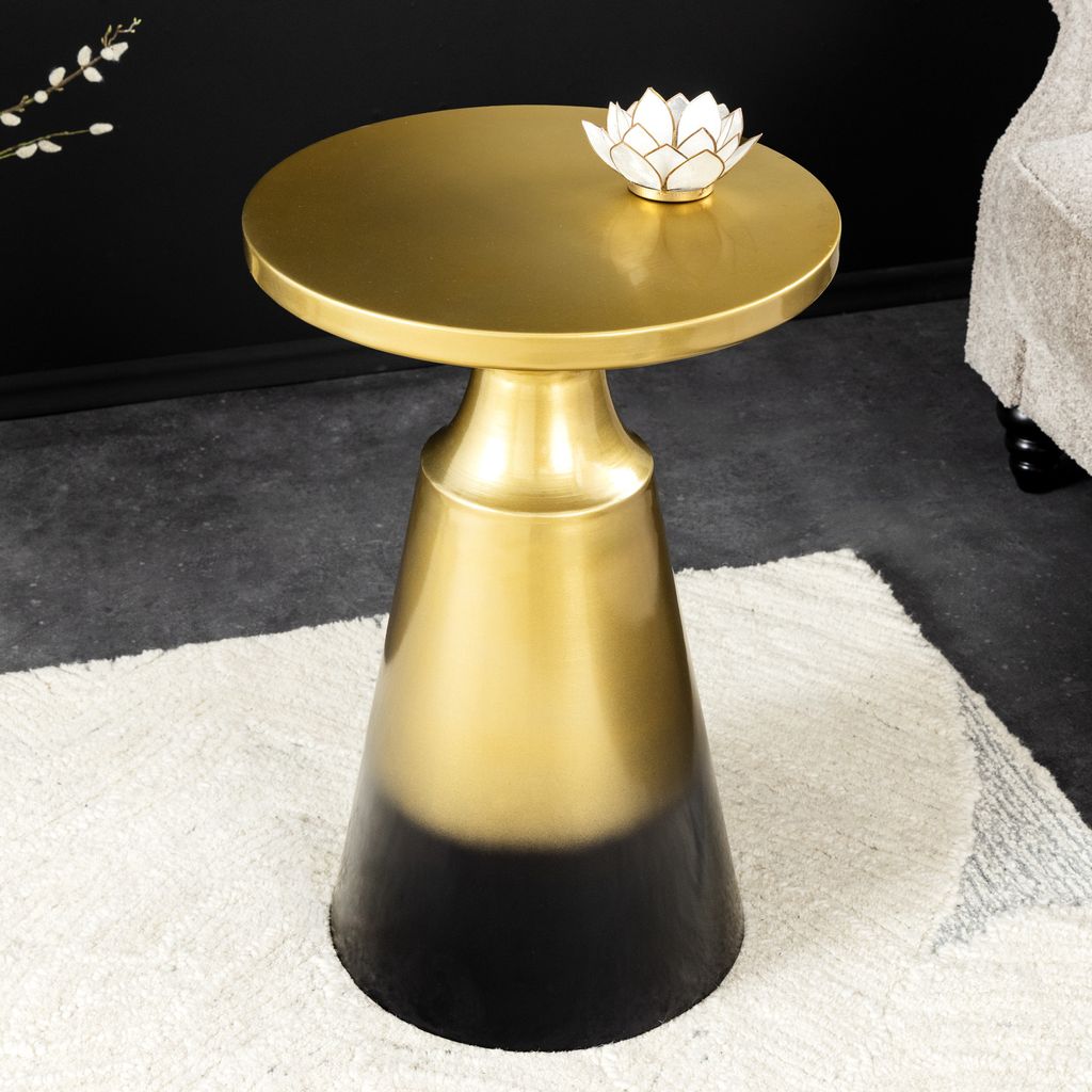 riess-ambiente Design Beistelltisch ABSTRACT 60cm gold Metall gebürstet Patina rund Säulentisch Couchtisch Tisch