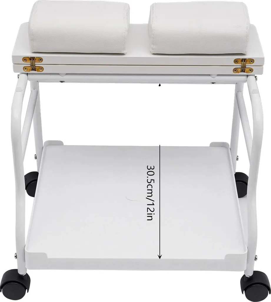 Meuble support pour bain de pieds blanc avec roulettes multidirectionnelles