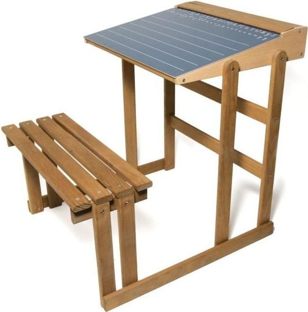 Schreibtisch für Kinder, JEUJURA Holz Schreibtisch, Kieferfarben, 60 cm Höhe, Mit Wendbarer Tafel und Stauraum