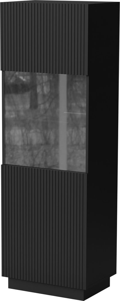 Furniture24 Vitrine Liverti - C Vitrinenschrank 59,5 X 178 X 42 Cm Schwarz Mdf Wohnzimmerschrank