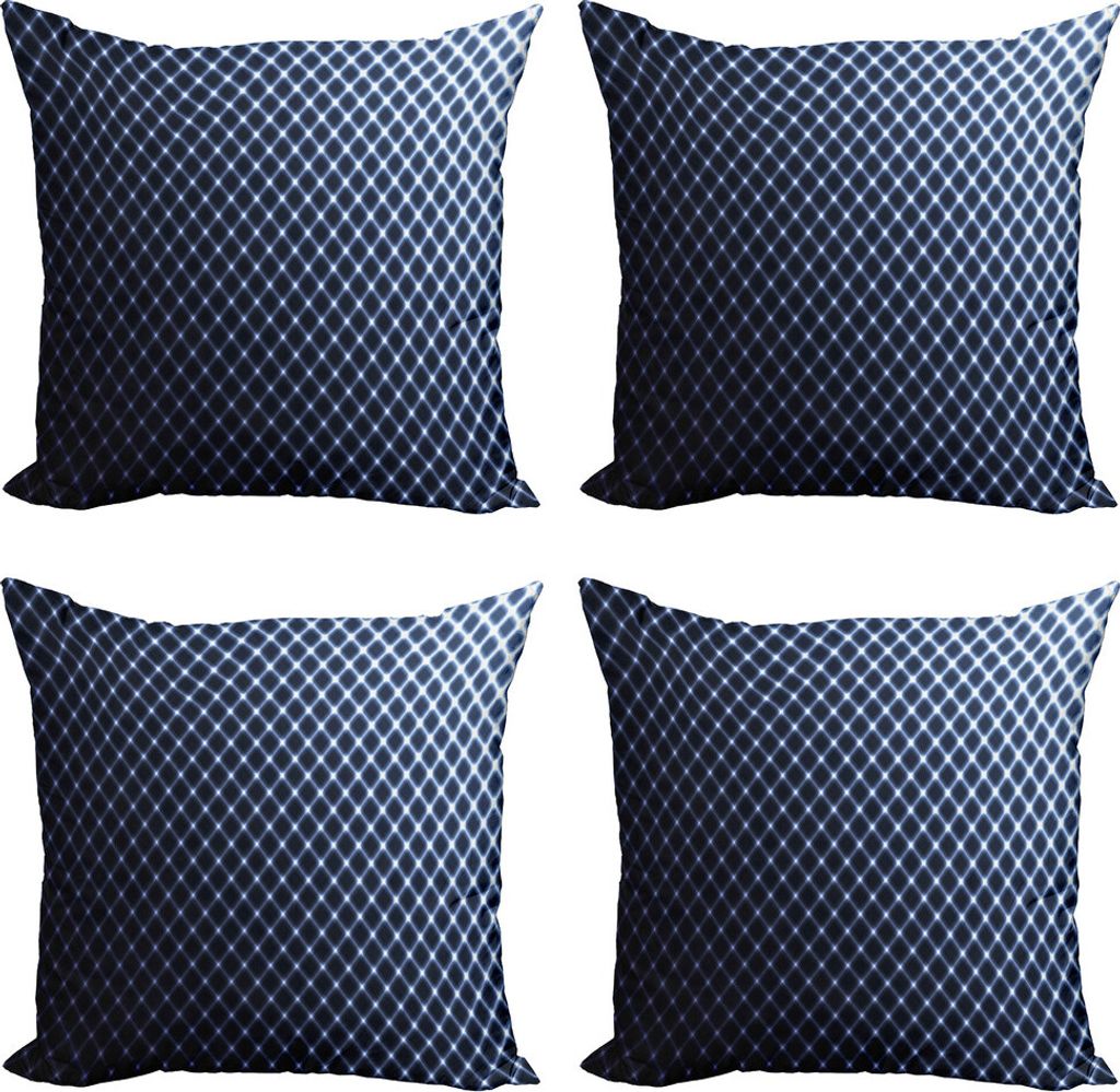 ABAKUHAUS Dunkelblau Kissenbezug Set (4 Stück), Checkered Halbton, Moderner Doppelseitiger Digitaldruck, 50 cm x 50 cm, Dunkelblau Weiß