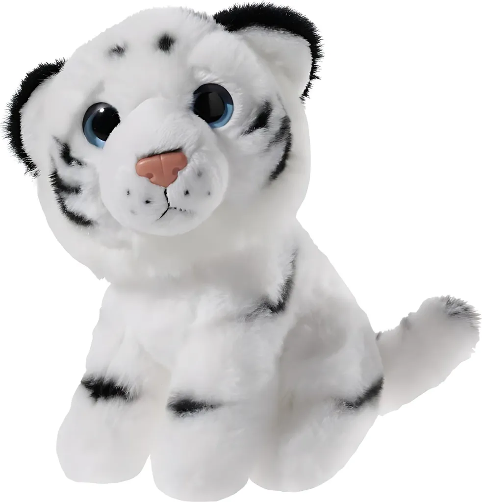 Peluche Mini-Mi Tigre des neiges 14 cm - Petit doudou blanc et gris
