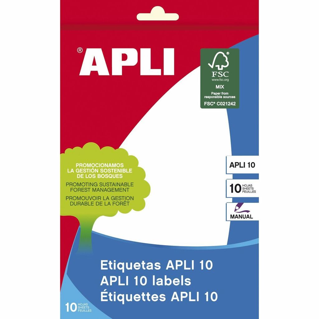 Klebeetiketten Apli Weiß 10 Blatt 105 x 149 mm Papier (10 Produktbild 
