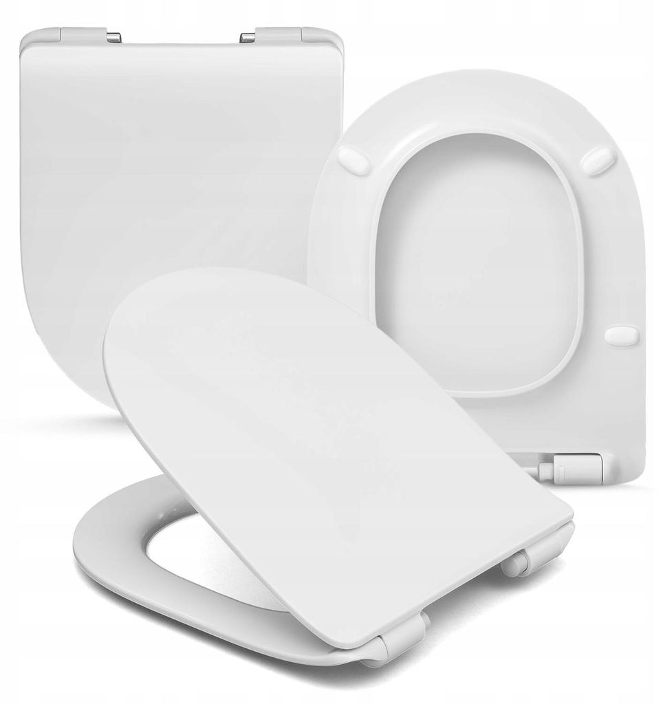 WC Sitz - Toilettensitz Slim - Weiß - 44 × 37 Cm - Antibakteriell - Langsame Schließung - Toilettendeckel