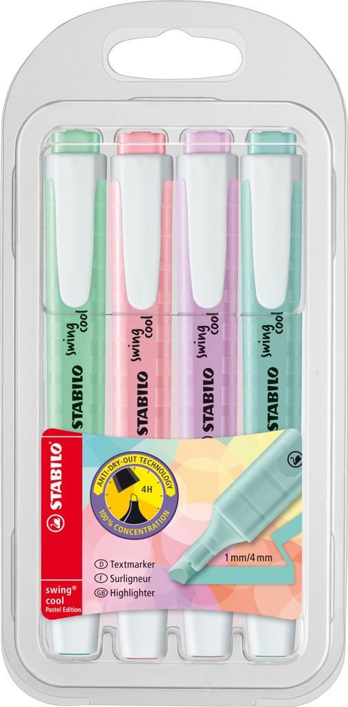 STABILO swing cool Pastel, 4 szt., Niebieski, Zielony, Zdjęcie produktu