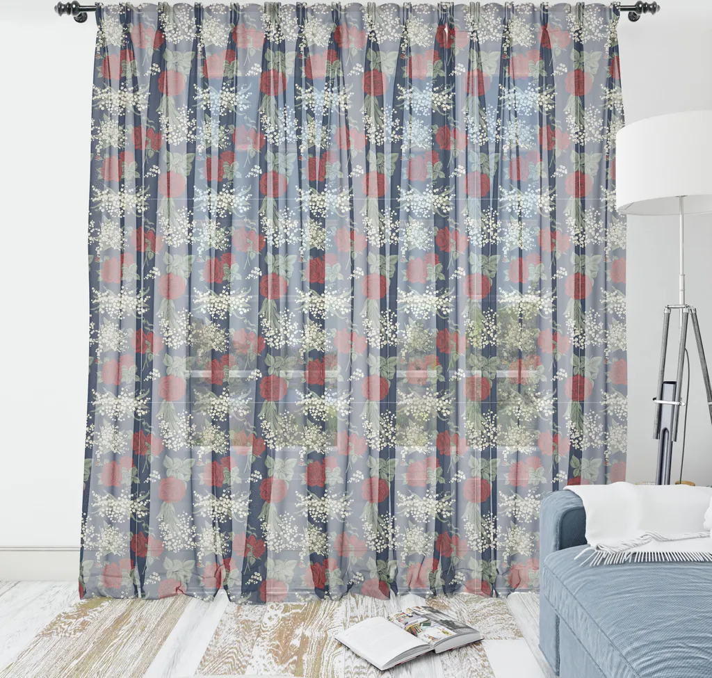 Tapisserie Anti-Plis pour Cacher un Mur avec un Motif Floral Satin