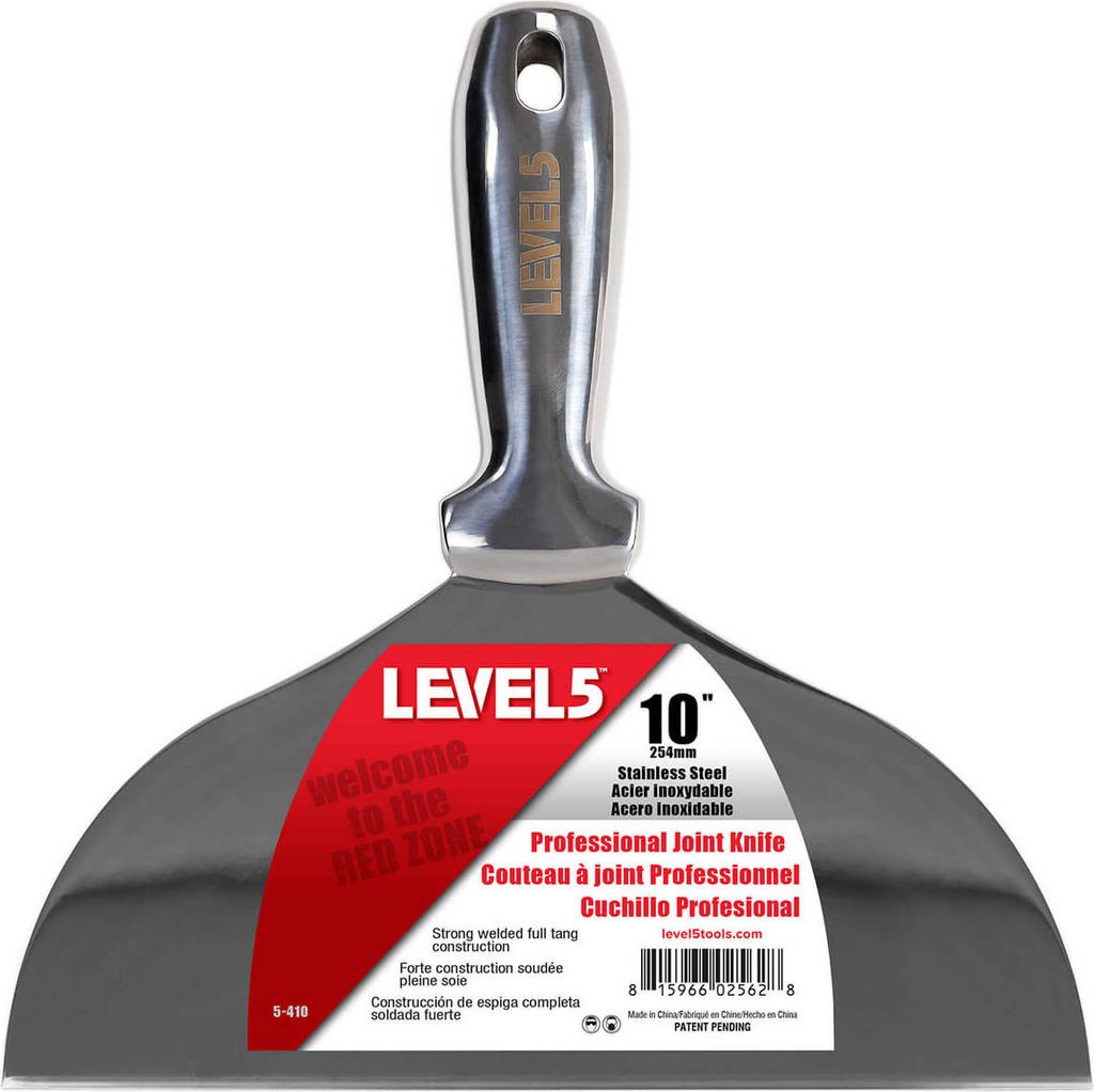 LEVEL5 Profi Spachtel ganz aus Edelstahl 254mm Trockenbau Malerspachtel 5-410