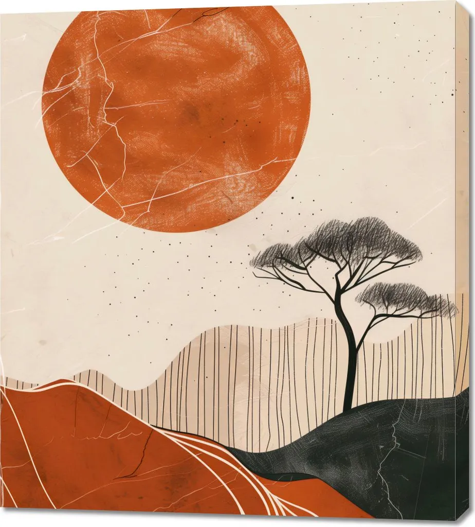Tableau Salon Coucher de soleil africain 90 x 100 cm - Ambiance Zen Voyage