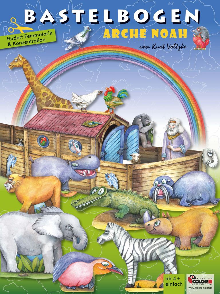 Arche Noah basteln aus Papier Bastelbogen Ausschneidebogen Produktbild 