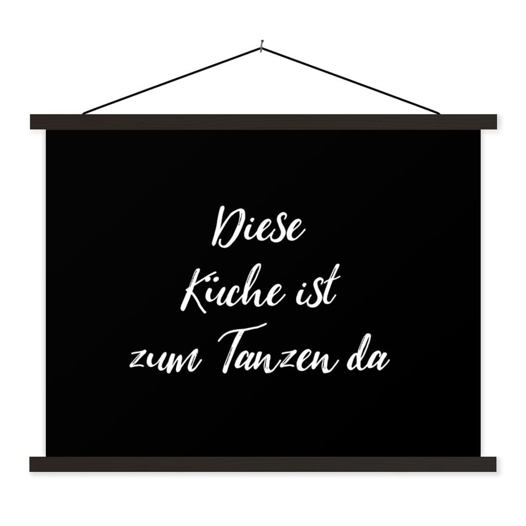 MuchoWow Textilposter Zitate - Sprichwörter - Diese Küche ist zum Tanzen da - Tanzen 40x30 cm mit schwarzem Rahmen - Dekorationen