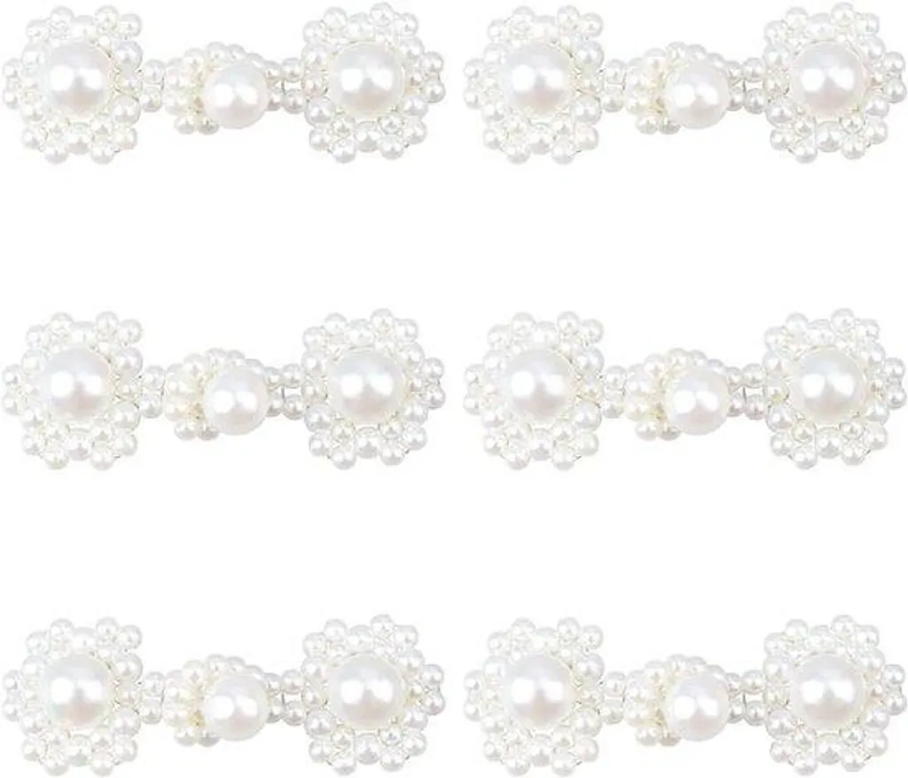 6 paires de boutons grenouille blanche à fleurs en perles pour cheongsam