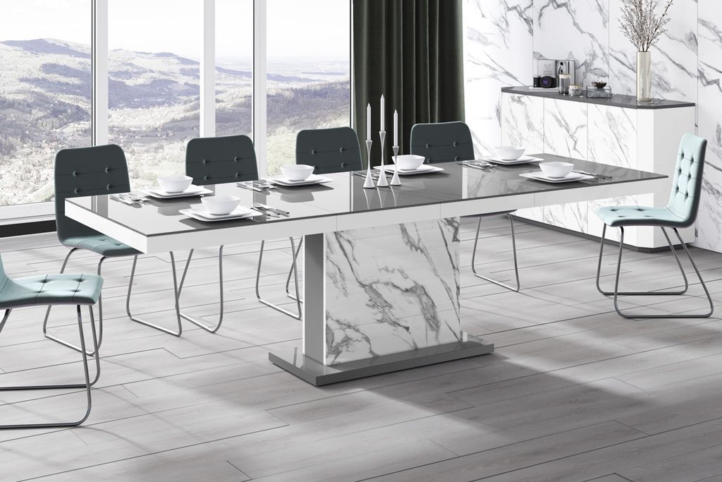 Design Esstisch Tisch HME-111 Hochglanz ausziehbar 160 bis 256 cm