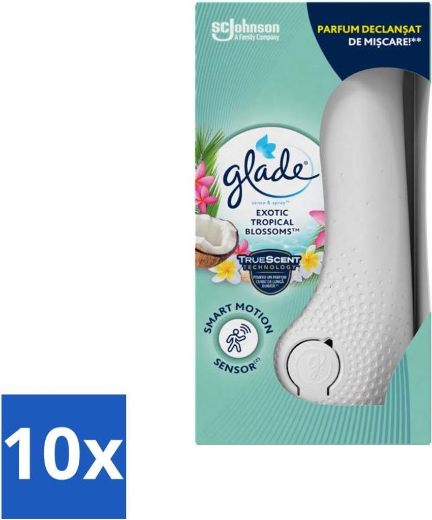 Glade - Holder Sense & Spray - Exotische Tropenblüte - 18 ml - Vorteilspack - 10 Stücke
