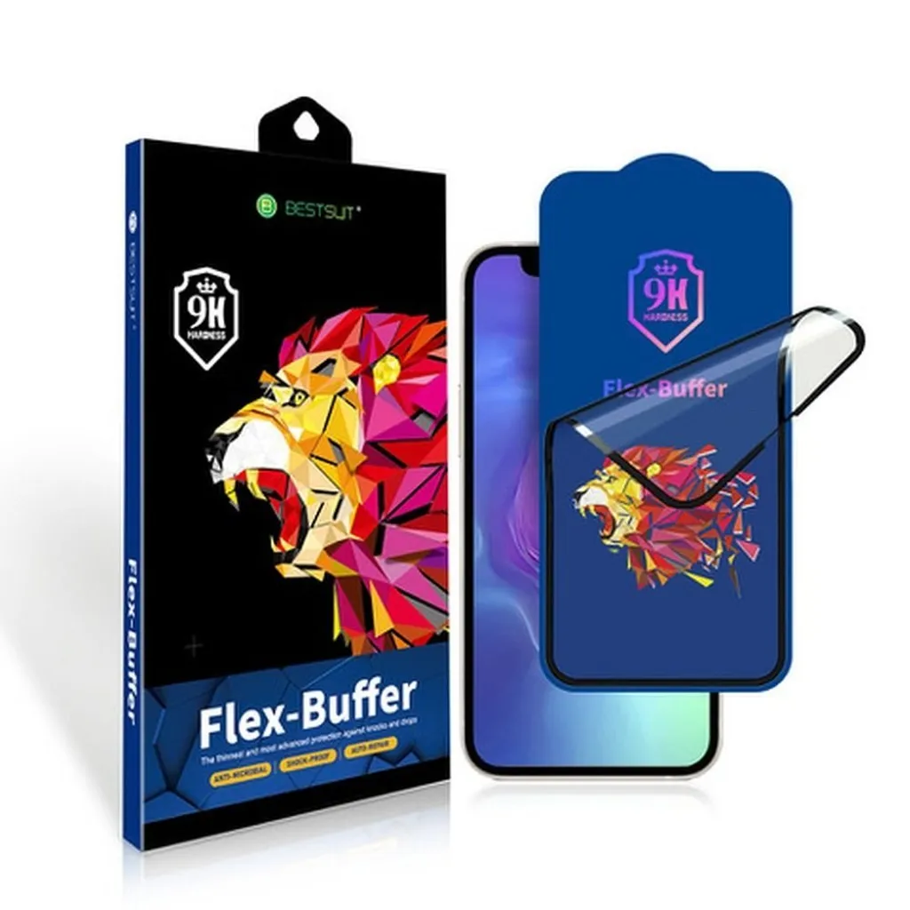 Bestsuit Flex-Buffer vetro ibrido 5D con rivestimento antimicrobico Biomaster per iPhone 13 mini nero