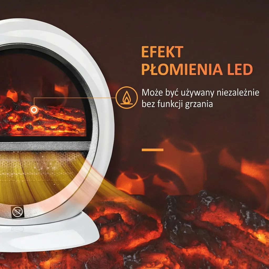 Chauffage d'appoint électrique design blanc avec simulation de flammes - 11