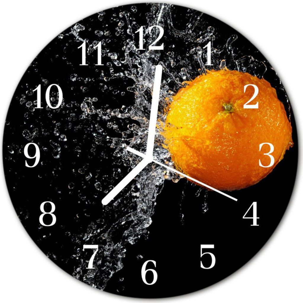 Glasuhr Wanduhr Küchenuhr Echt-Glas 30fi cm Orange orange Produktbild 