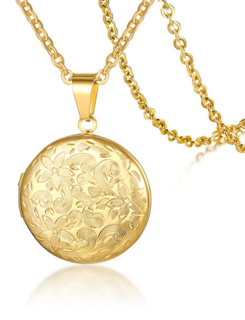 Rundes Medaillon mit Foto: Kette aus Edelstahl gold Produktbild 
