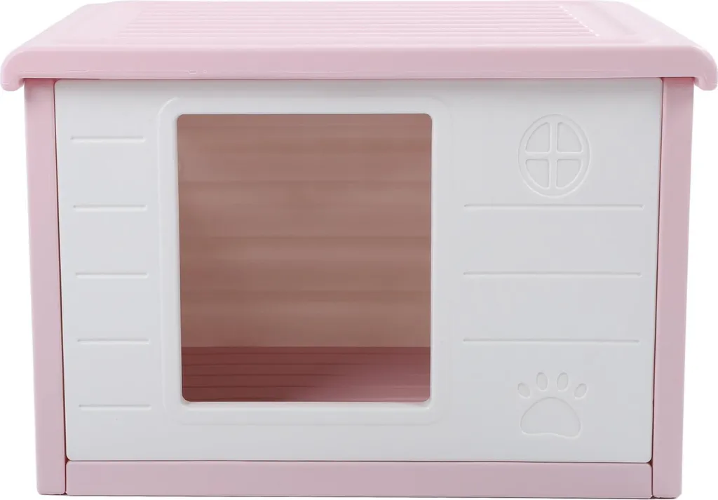 Abri chat résistant à la pluie et au froid, maison rose toutes saisons