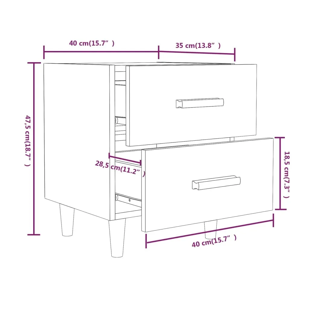 Chevet Gris Béton 40x35x47,5 cm : Lot de 2 tables de nuit modernes - 7