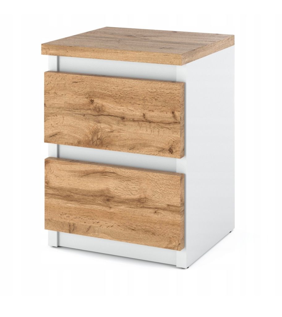 Comodino con cassetti, comodino moderno in rovere bianco 30 Immagine del prodotto 