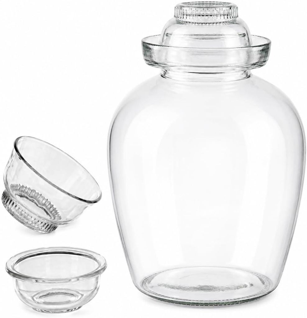10 L Fermentationsglas mit Wasserverschluss & Glasschale –