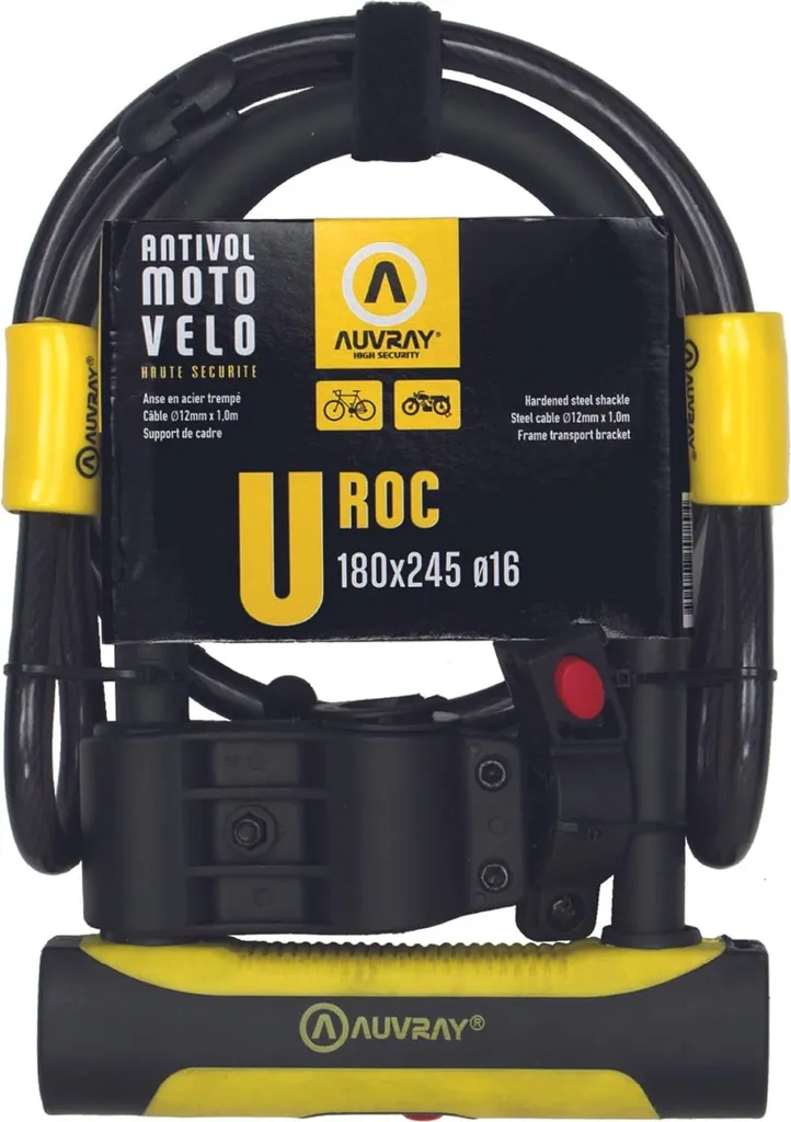 Antivol U pour Stationnement Urbain Auvray Roc A154935 avec Câble