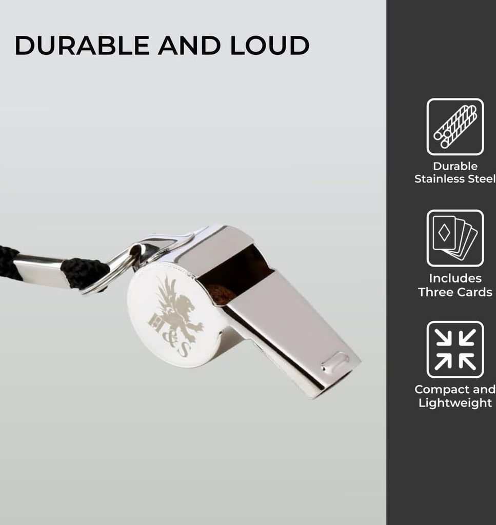 H&S Edelstahl Trillerpfeife mit Schwarzem Band - 3er Set - Produktbild 4