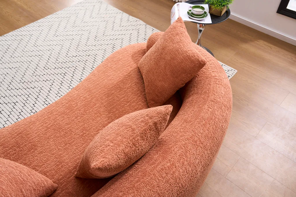 Canapé 2 places incurvé modulaire format compact avec 3 coussins déco - 12