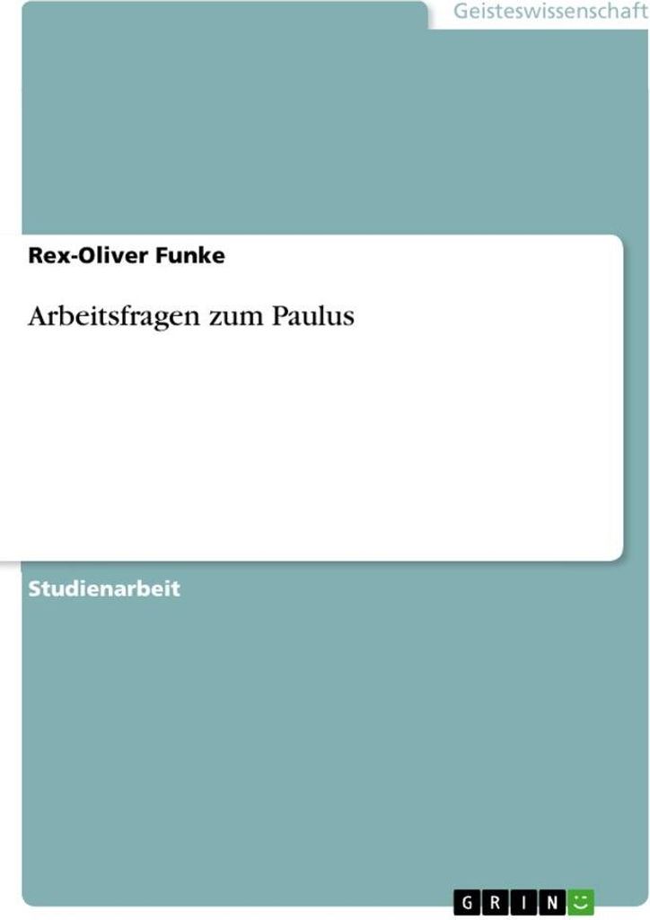 Arbeitsfragen zum Paulus