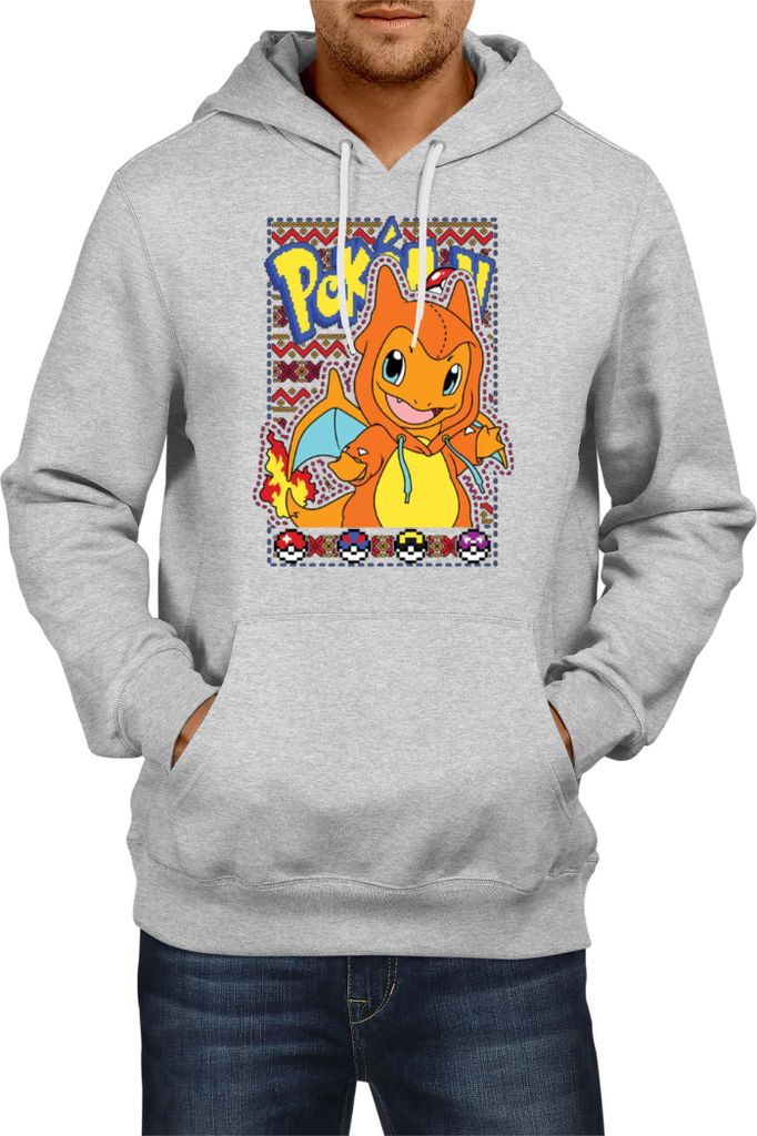 Herren Kapuzenpullover Japan Manga Anime Comics Pokemon 021, Man L / Grau