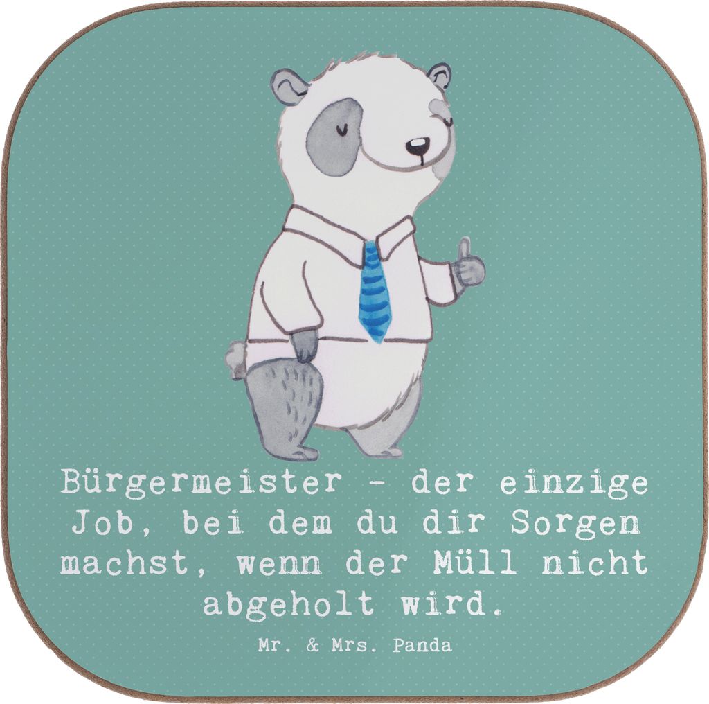 Mr. & Mrs. Panda Holzuntersetzer Bürgermeister Job - Meeresbrise - Geschenk, Becheruntersetzer, Getränkeuntersetzer, Untersetzer für Gläser, Hu...