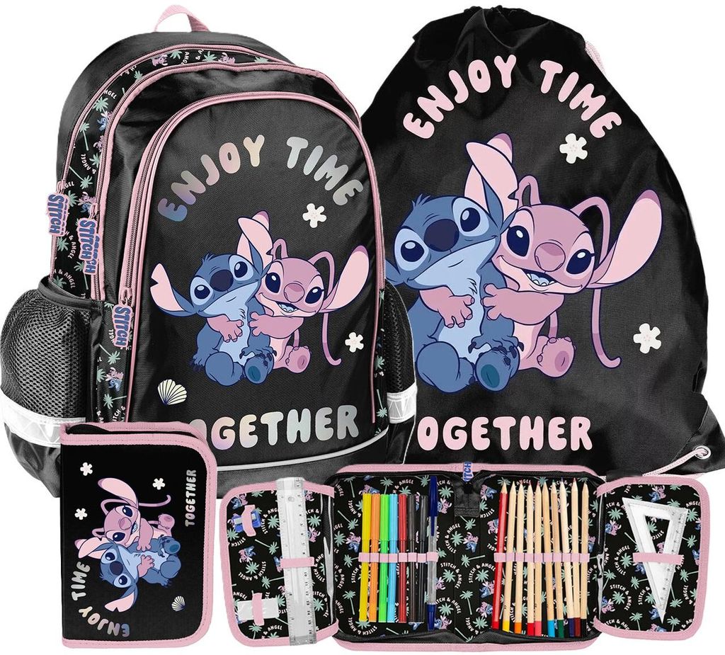 3tlg Lilo und stitch Schulrucksack set Rucksack Schulranzen Produktbild 