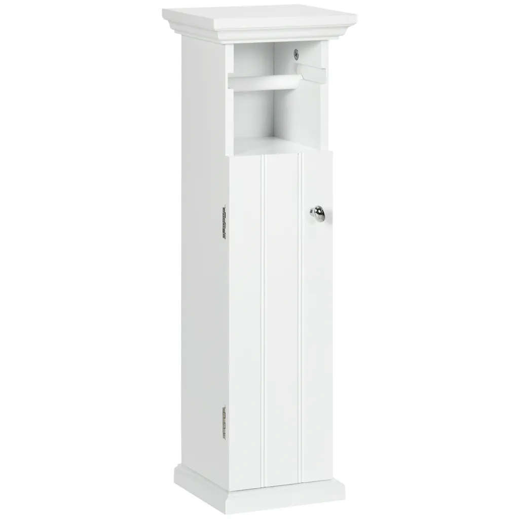 Armoire Colonne WC avec Rangement Papier Toilette Gain de Place Blanc