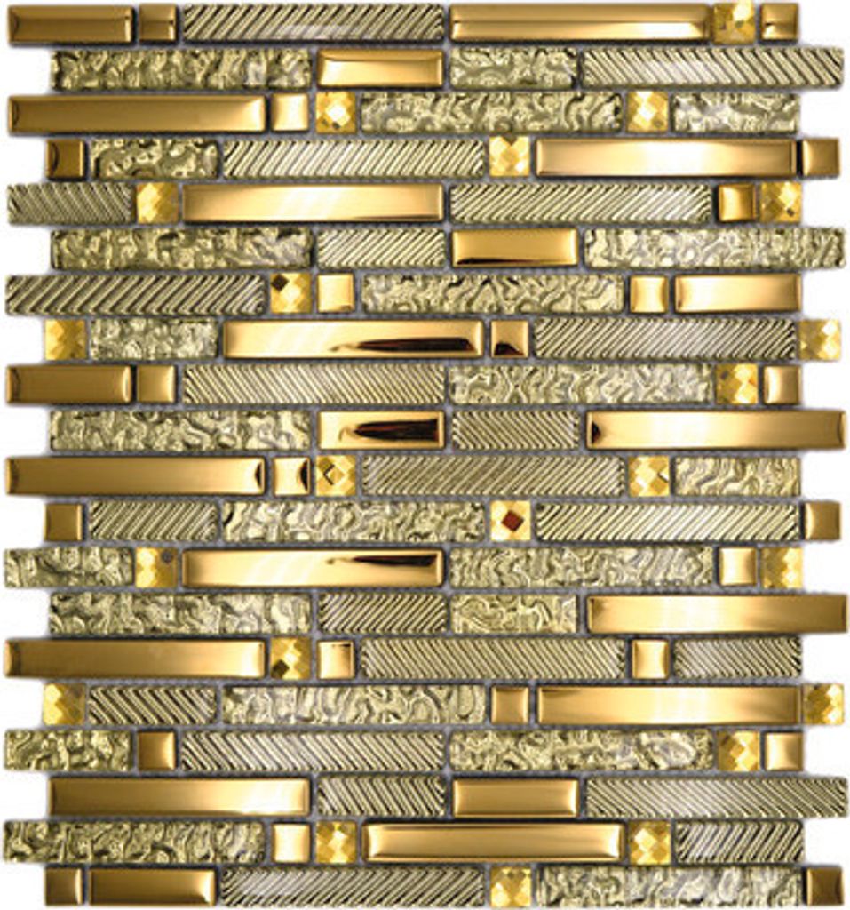 Glasmosaik mit Metall Crystal XCM GV918 29,8x33,8 cm gold Produktbild 