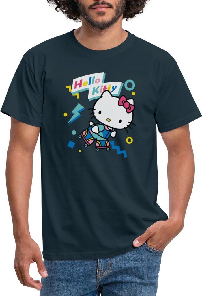 Spreadshirt Hello Kitty 90er Stil Mit Rollschuhen Männer T-Shirt, L, Navy