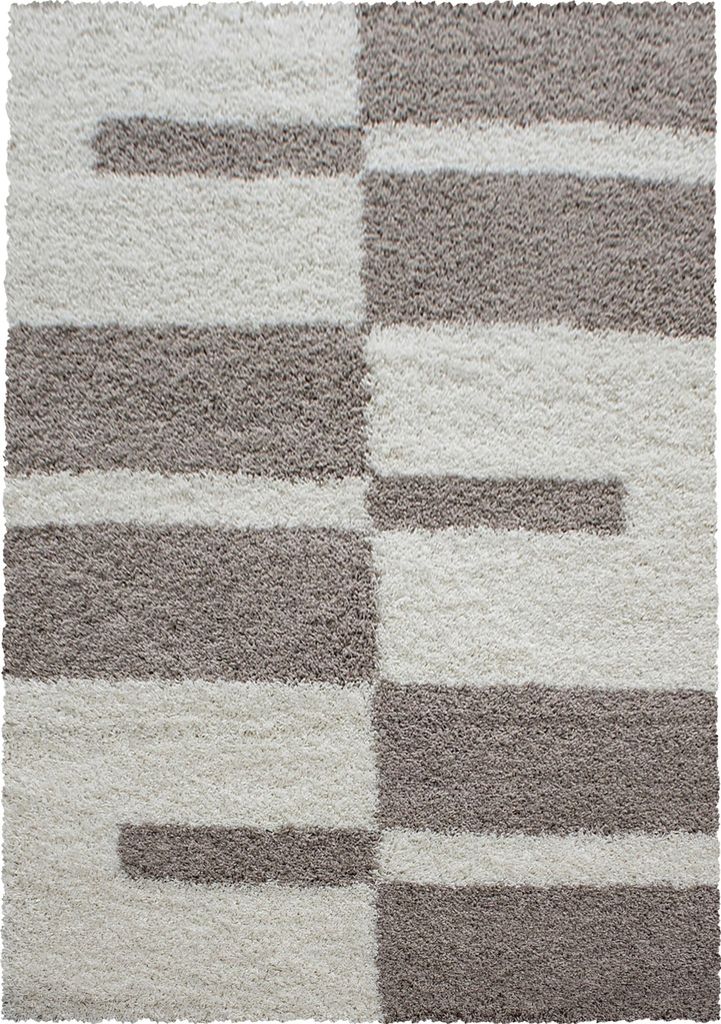 Teppium Teppich Hochflor Shaggy Kariert Design Teppich Wohnzimmer Flauschig Weich, Grösse: 240x340 cm