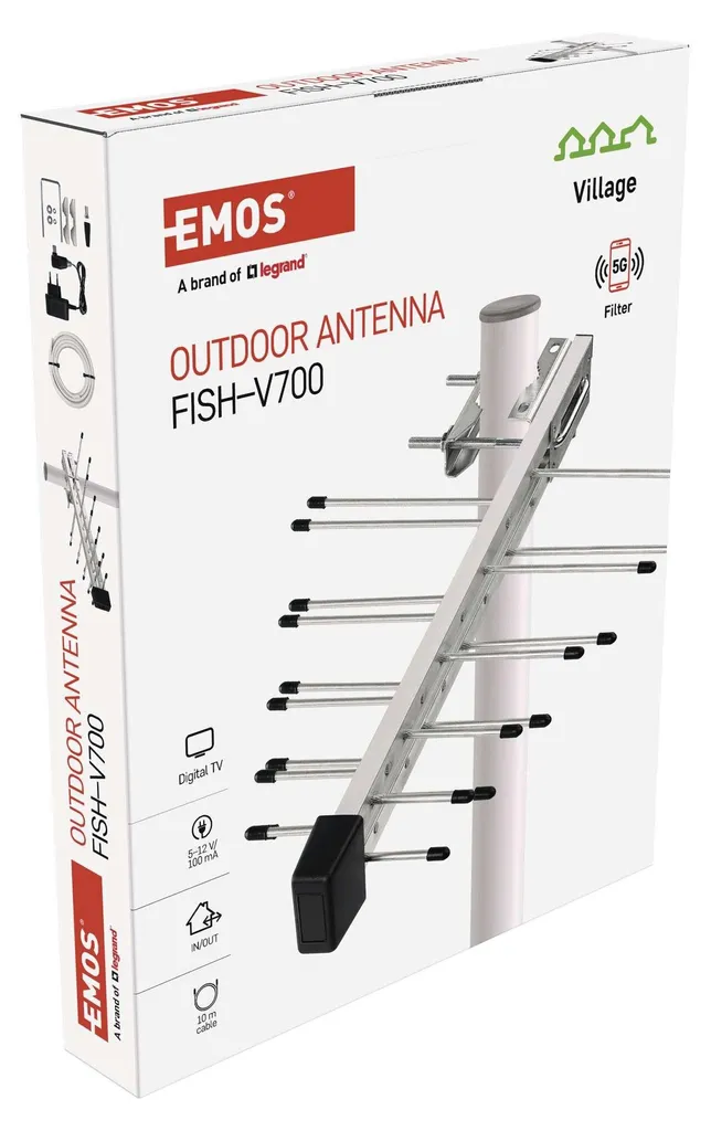 Antenne râteau extérieure UHF EMOS FISH-V700 pour TV numérique